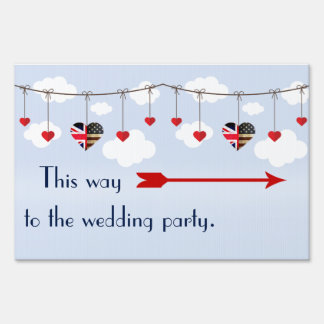 Royal Wedding British and American flag hearts Sign