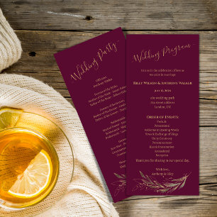 Royal wedding burgundy All in One Wedding program