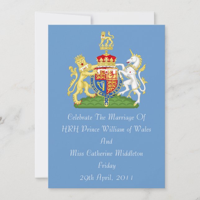 Royal Wedding Coat Of Arms Invitation (Blue) (Front)