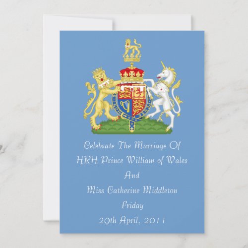 Royal Wedding Coat Of Arms Invitation (Blue)