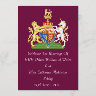 Royal Wedding Coat Of Arms Invitation (Burgundy)