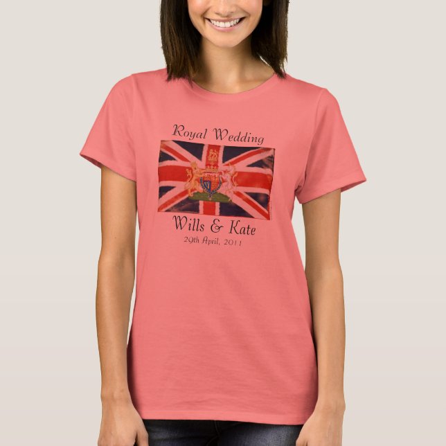 Royal Wedding Coat of Arms Wills and Kate Ringer T-Shirt (Front)