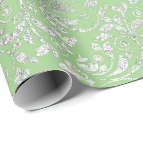 Royal Wedding Damask Mint Green Silver Vip Wrapping Paper