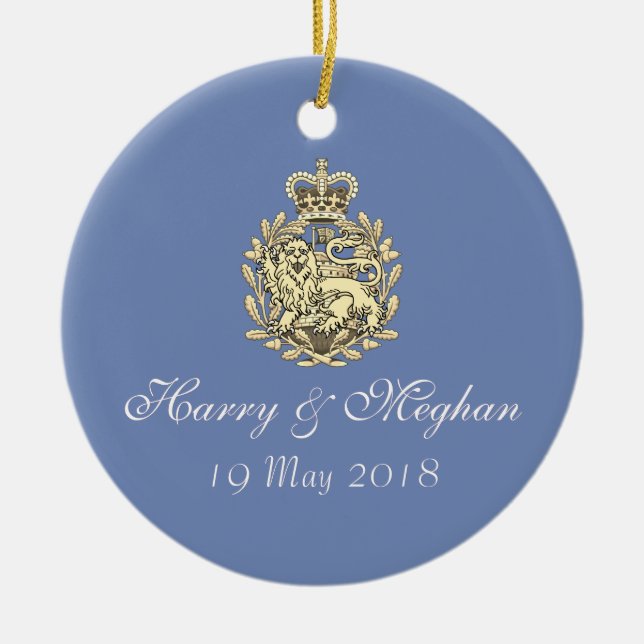 Royal Wedding Harry and Meghan Ornament (Blue) (Front)