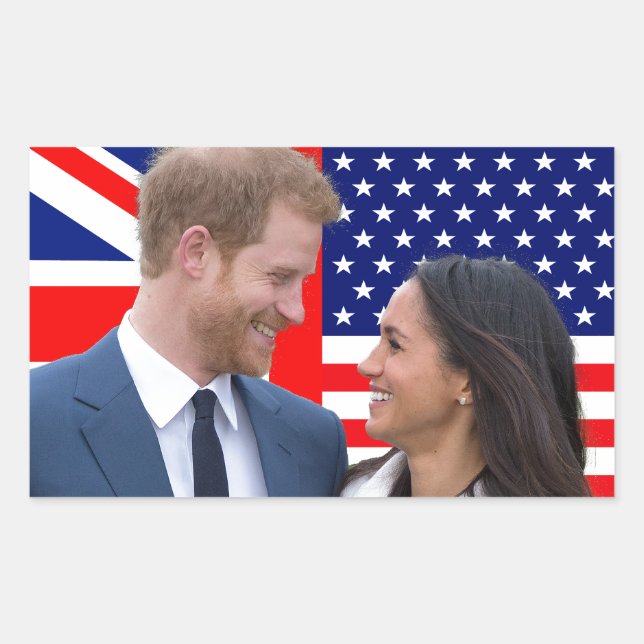 Royal Wedding Harry and Meghan Rectangular Sticker (Front)