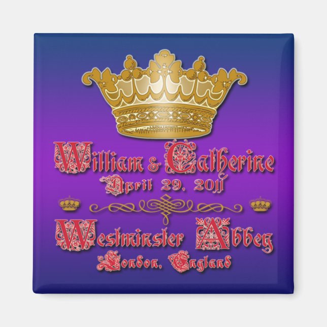 Royal Wedding Magnets for Party Favors (Front)