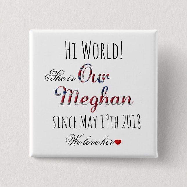 Royal Wedding Meghan Markle Prince Harry May 19th Button (Front)