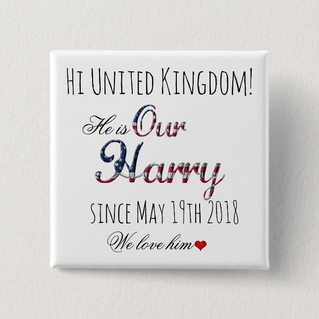 Royal Wedding Meghan Markle Prince Harry May 19th Button (Front)