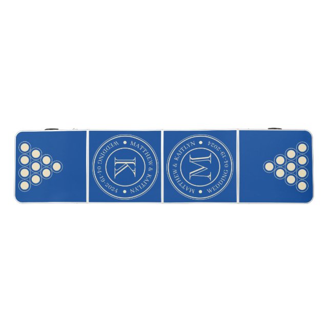 Royal Wedding Monogram with Name & Date Beer Pong Table (Top)