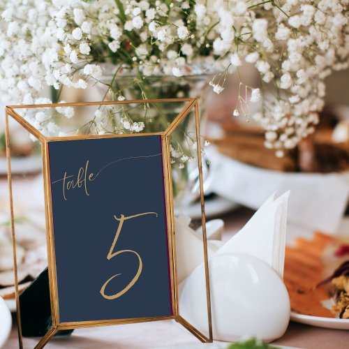 Royal wedding navy blue table number cards