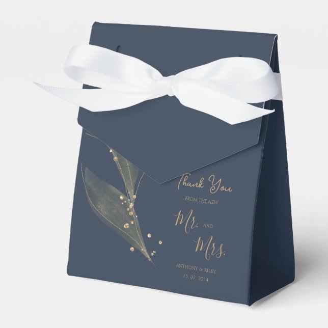 Royal wedding navy blue thank you  favor boxes (Front Side)