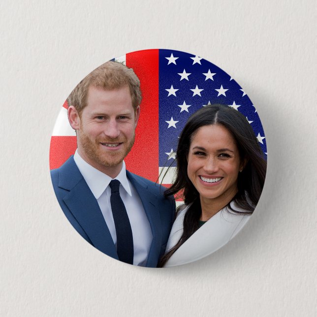 Royal Wedding Prince Harry and Meghan Markle Button (Front)