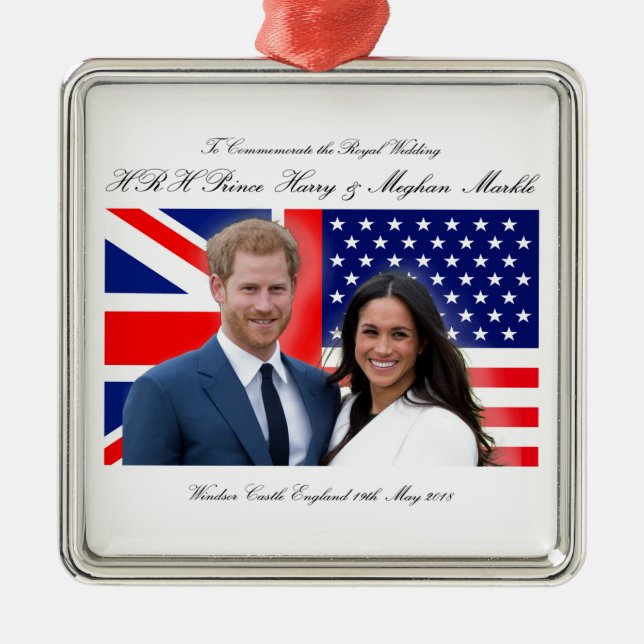 Royal Wedding Prince Harry and Meghan Markle Metal Ornament (Front)