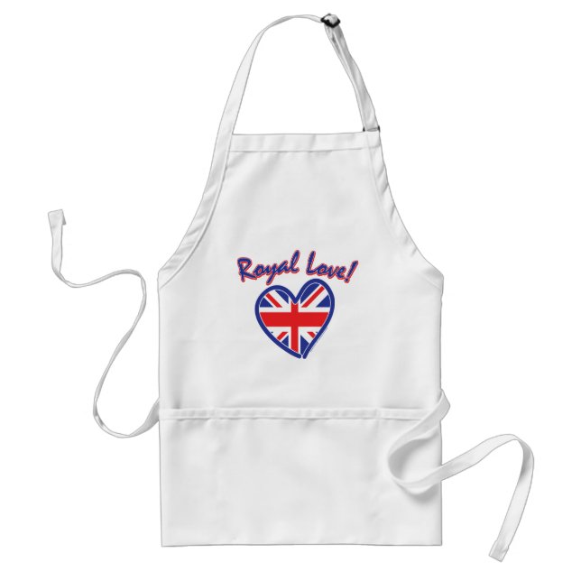 Royal Wedding, Royal Love, Union Jack Heart Adult Apron (Front)