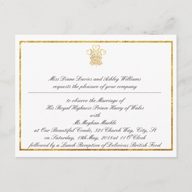 Royal Wedding Watch Party Invitation | London UK Postcard (Front)