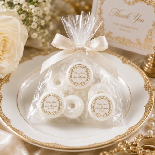 Royal White and Gold Floral Wedding Favors