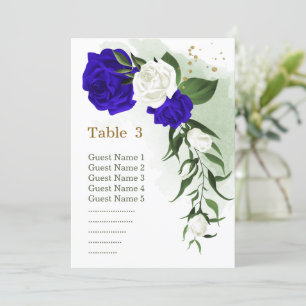 royal white floral greenery seating chart card