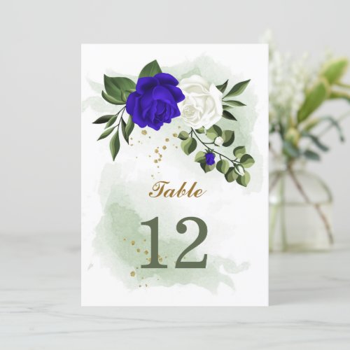 royal white floral greenery table number
