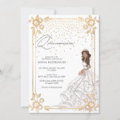 Royal White & Gold Dress Quinceanera Birthday Invitation (Front)