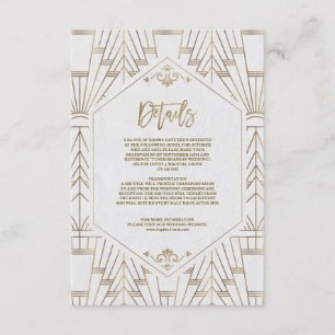 Royal White Gold Great Gatsby Wedding Enclosure Card