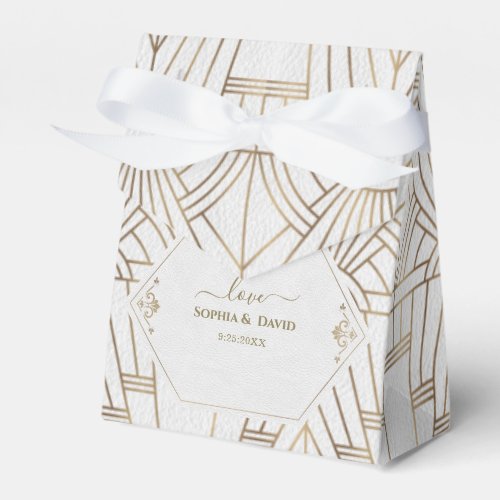 Royal White Gold Great Gatsby Wedding Favor Boxes