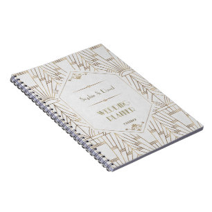 Royal White Gold Great Gatsby Wedding Planner Notebook