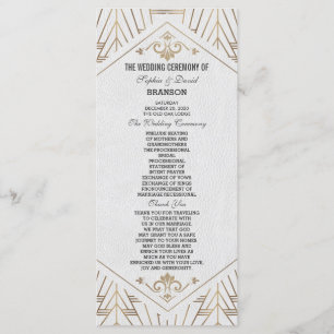 Royal White Gold Great Gatsby Wedding Program