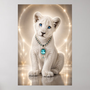 Royal White Lion Blue Sapphire Legacy Poster