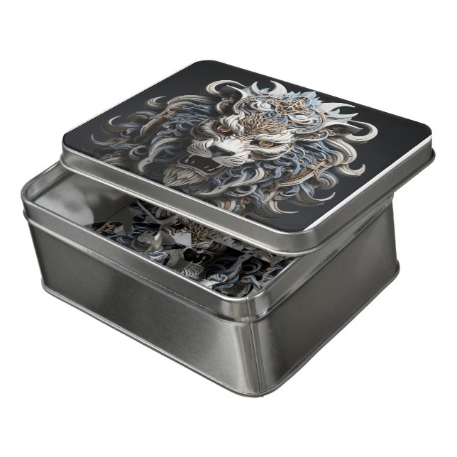 Royal White Lion Jigsaw Puzzle (Lid Open)