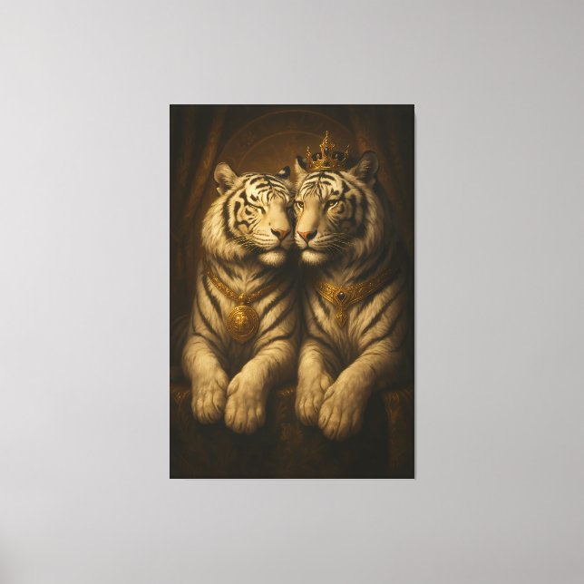 Royal White Tiger Couple • Fine Art Canvas Print (Front)