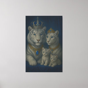 Royal White Tiger Family · Blue Sapphire Crown Can Canvas Print