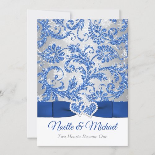 Royal Winter Wonderland Joined Hearts Invitation