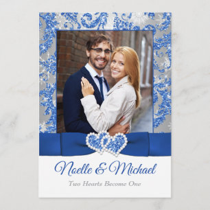 Royal Winter Wonderland Joined Hearts PHOTO Invite