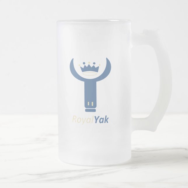 Royal Yak Frosted Glass Beer Mug (Right)