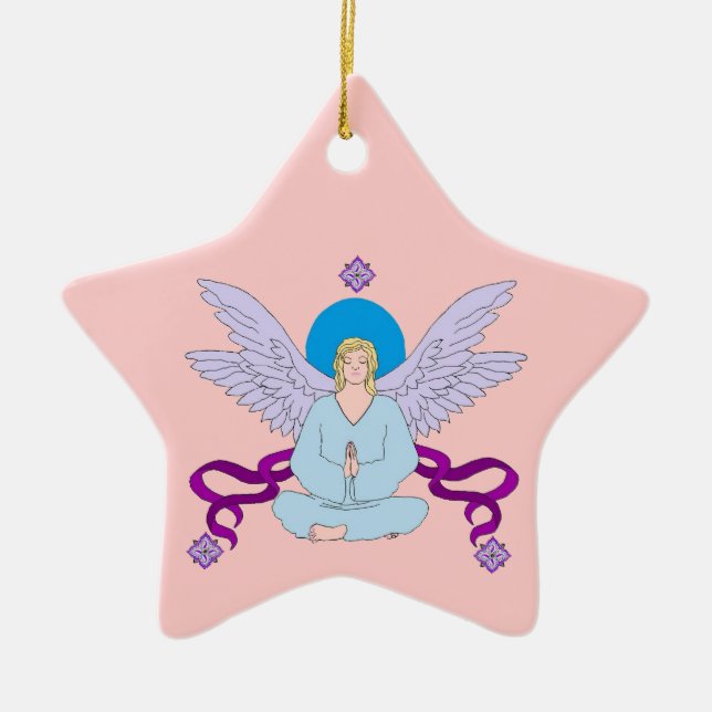 Royal Yoga Angel Ceramic Ornament (Front)