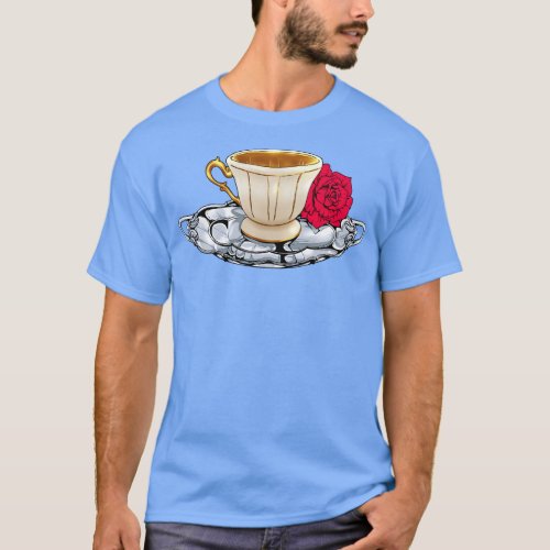 Royalcore teacup golden cup with rose decoration T_Shirt