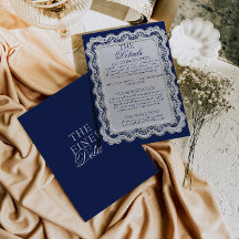 Royale Blue Lace Doily Old Money Wedding Details