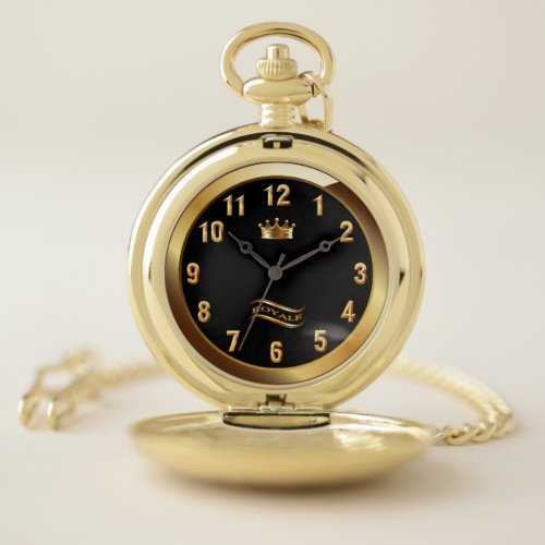 Royale Crown Classic  Gold On Black  Unique  Pocket Watch