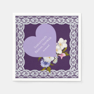 Royale Plum and Lace Bridal Shower Napkins