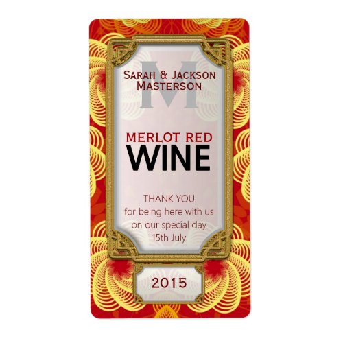 Royale Red Yellow Custom Wine Bottle Labels