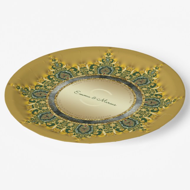 Royale Tribe Geo-Mandala Wedding  Paper Plates (Angled)