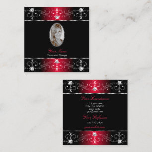 Royally Black Red Ornate Ornaments Jewels Photo Square Business Card