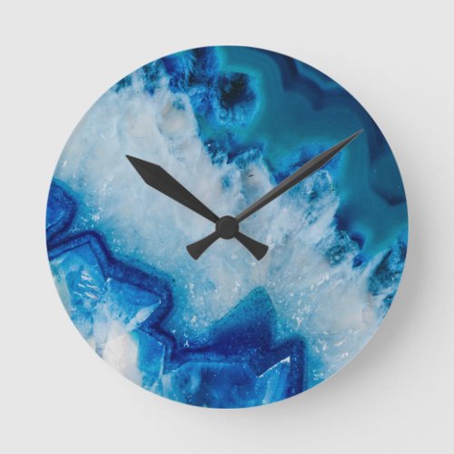 Royally Blue Agate Round Clock