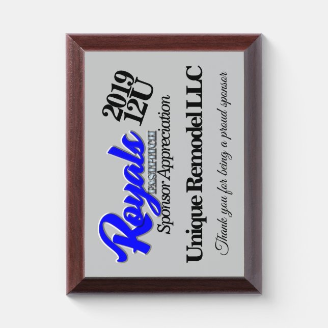 royals award plaque (Vertical)