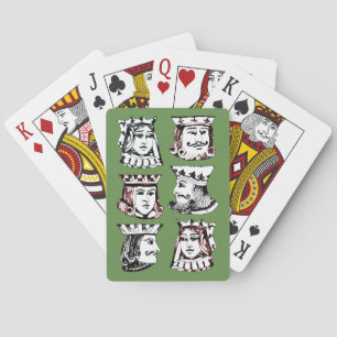 Royals in Green Poker Cards
