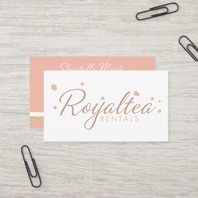 Royaltea Rentals Business Cards (Front/Back In Situ)