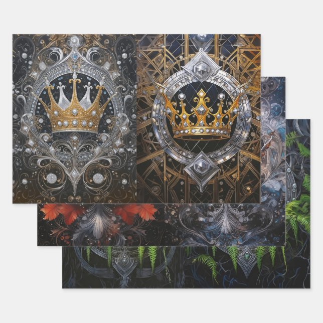 Royalty, His & Hers Crowns Wrapping Paper Sheets (Set)