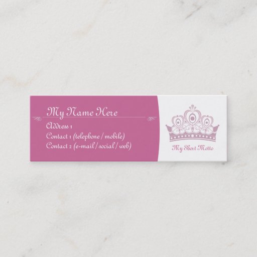 Customizable Royalty / Princess Skinny Calling Cards Business Card Templates