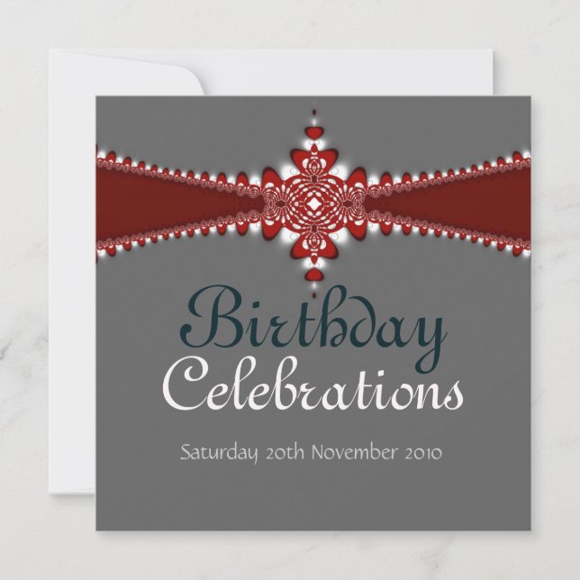 Royalty Red Silver Grand Birthday Invitation (Front)