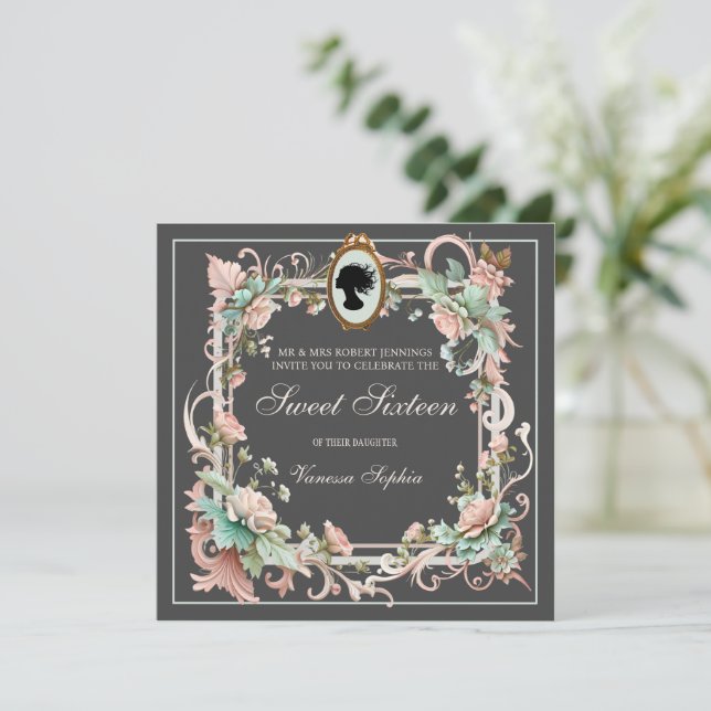 Royalty Regency Era Sweet Sixteen Invitation (Standing Front)